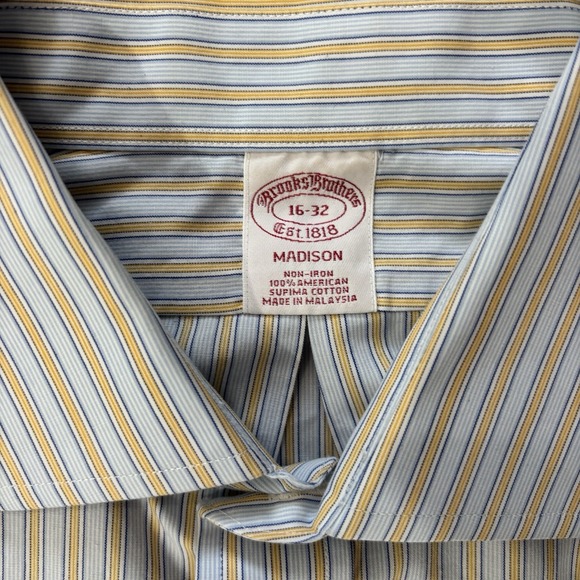 Brooks Brothers Madison Button Up Shirt Striped Classic Men's Sz 16-32 Multicolo - Picture 4 of 7
